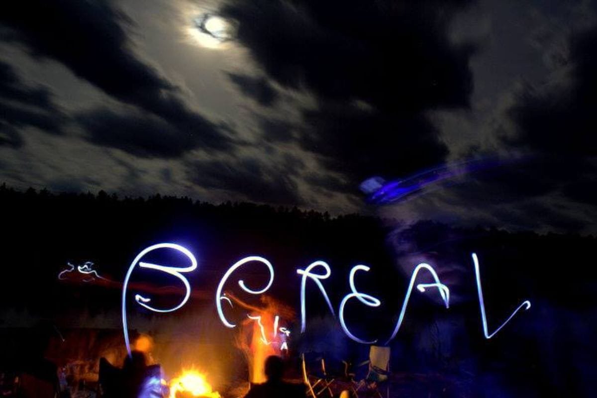 BOREAL spelled out with light stick