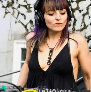 DJ Barroness with a bass face frown