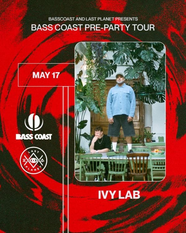 Red Basscoast event with man standing, IVY LAB