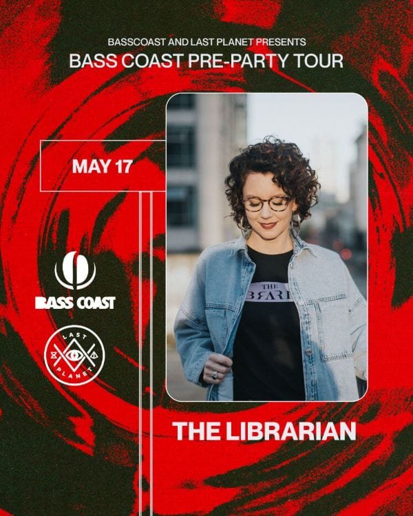 Red Basscoast event with woman, THE LIBRARIAN