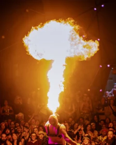 Fireball from fire performer