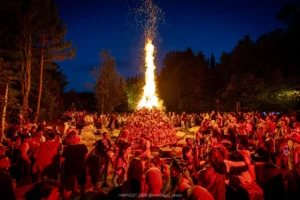 Bonfire with crowd around