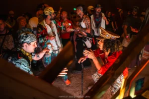 A group of people dancing