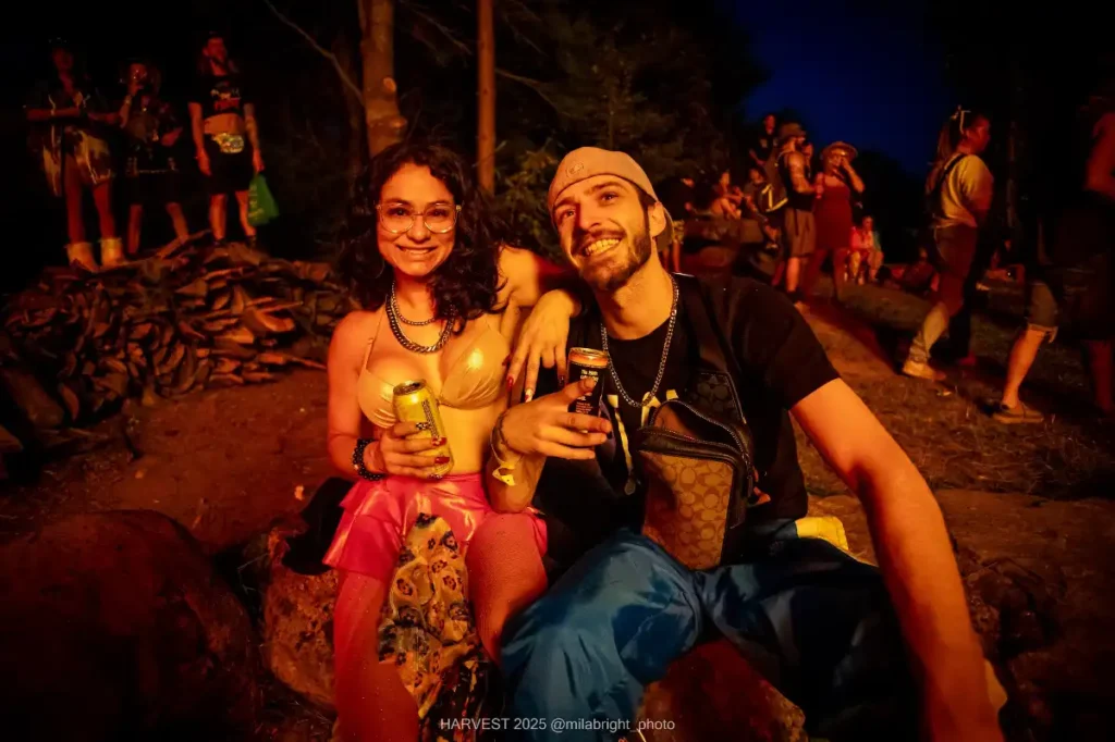 A couple by the bonfire