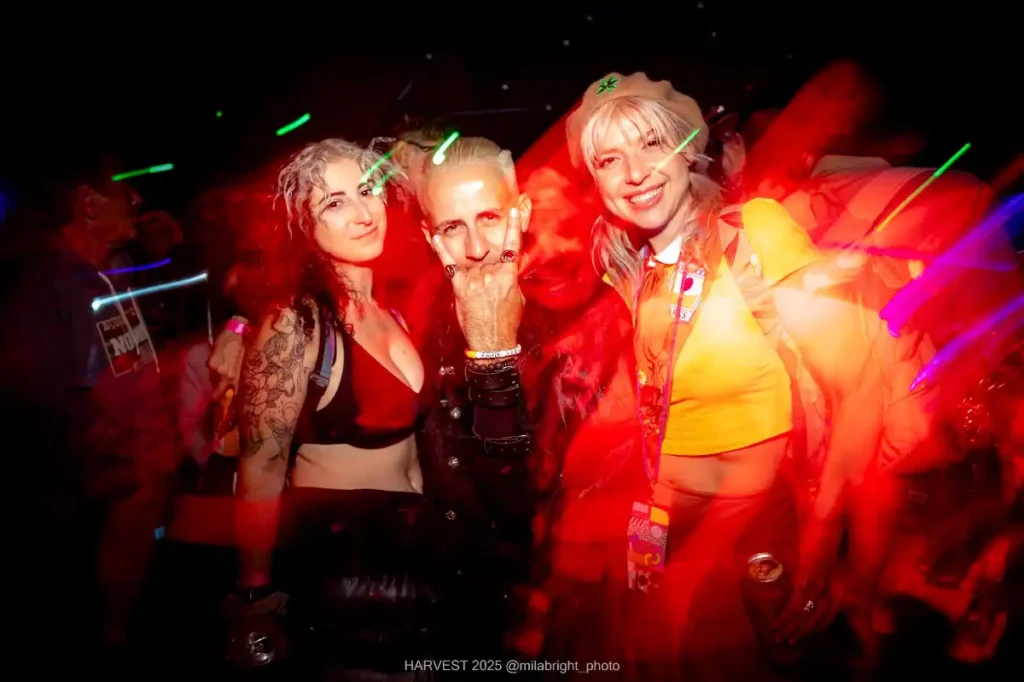 Three friends by the bonfire