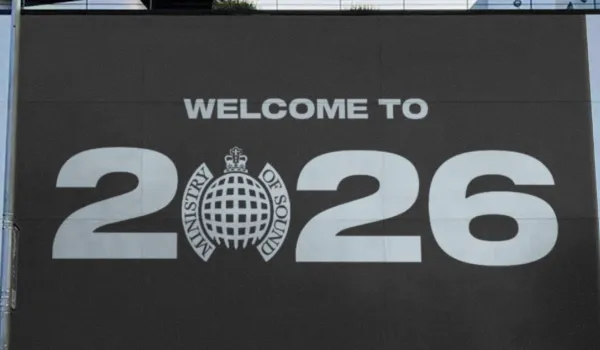 Sign reading welcome to 2016 with the O replaced with the Ministry club logo