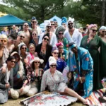 A group of people in bathrobes and lounge wear