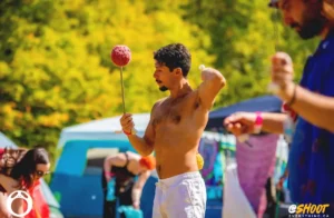 Fit topless man with poi