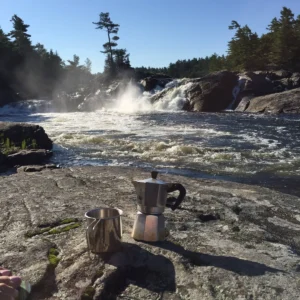 Coffee by waterfall