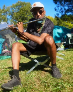 A man playing a flute