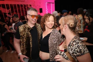 Three friends in cougar shorts