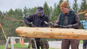 Log being stripped
