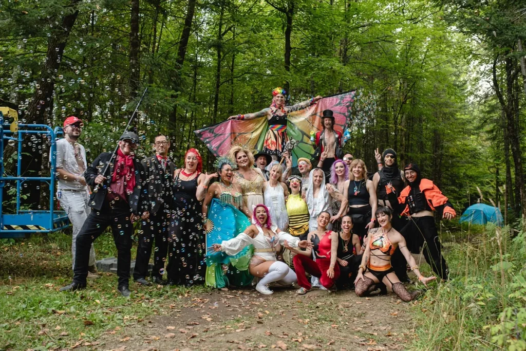 Diverse group in colorful costumes at a forest festival, Harvest festival 2026 Photos