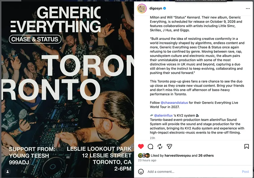 Chase & Status DJ set at Toronto pop-up event